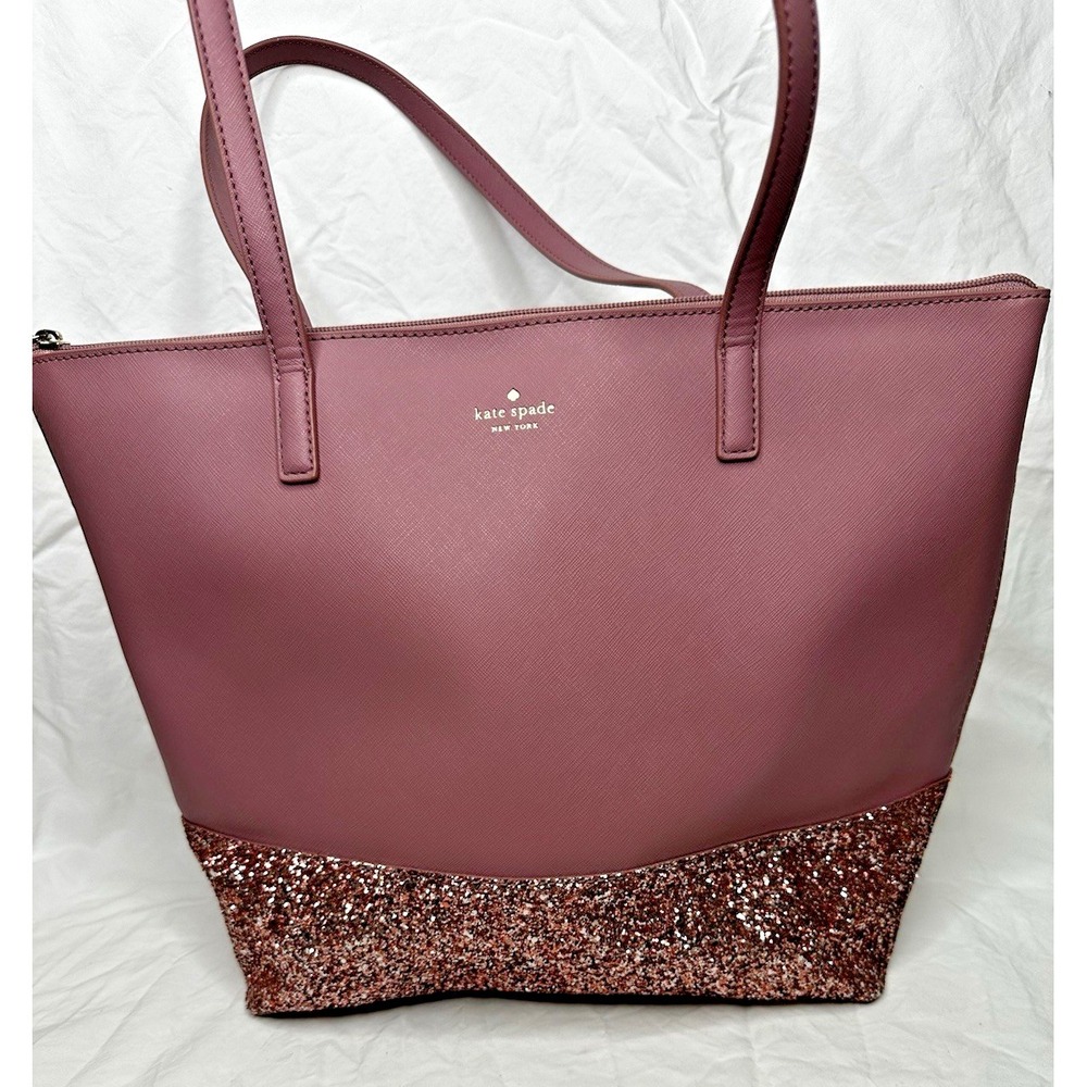 Kate spade New‎ York Greta Court Glitter Penny Tote Purse Dusty Peony Pink Bag